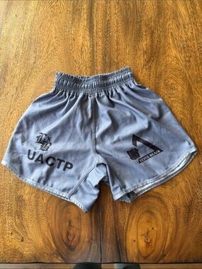Gray Kids Athletic Shorts with Graphic Logos